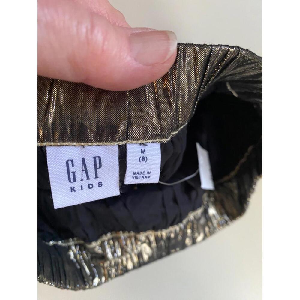 NWT Gap Kids Girls Bronze Metallic Lamé Mini Skirt Youth Size Medium 8 Lined - Picture 3 of 8